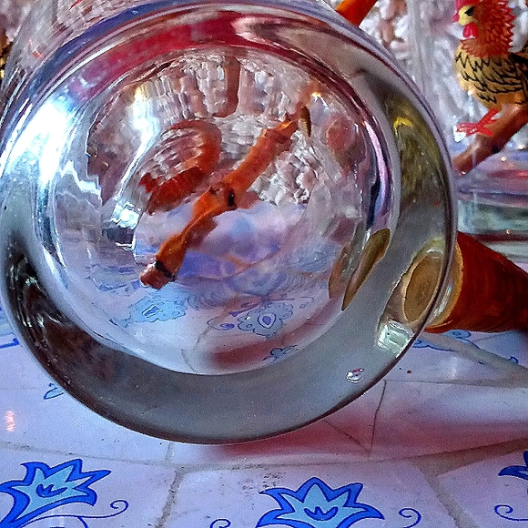 1940's vintage hand blown tea mug with bamboo stirrer & rooster decal - Picture 3 of 4
